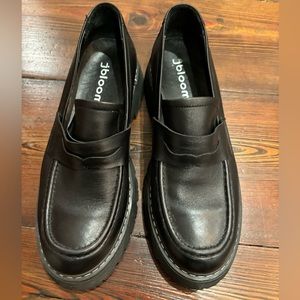 Black chunky loafers